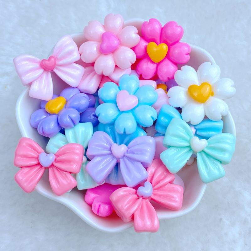 20Pcs New Cute Resin Mini Bowknot Flower Flat Back Fit Phone Deco Parts Embellishments For Hair Bows Accessories