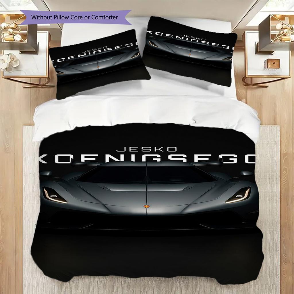 Koenigsegg Jesko Elegance Set a tre pezzi (1 * copripiumino + 2 * federa, senza nucleo) Copripiumino e federa 2D piatti Morbidi e comodi