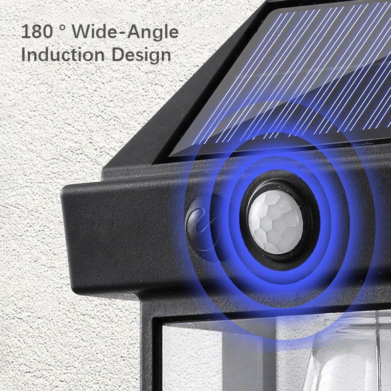 Solar Outdoor Motion Sensor Wall Lamp 3 Lighting Modes Waterproof Lantern for Yard Garden Camping Decor