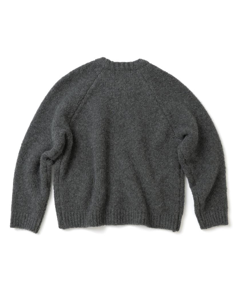 KNITTED (Unisex) Boucle Raglan Crop Round Knit Charcoal