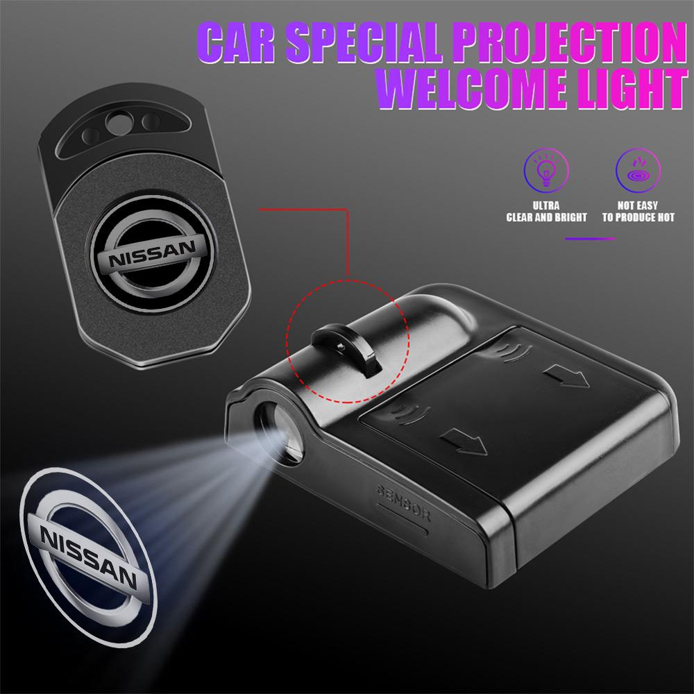 yxkpz10 1/2Pcs Car Door Welcome Light Led HD Projector Lamp Courtesy Lights For Nissan Almera Qashqai X-Trail Altima Note Tiida Patrol