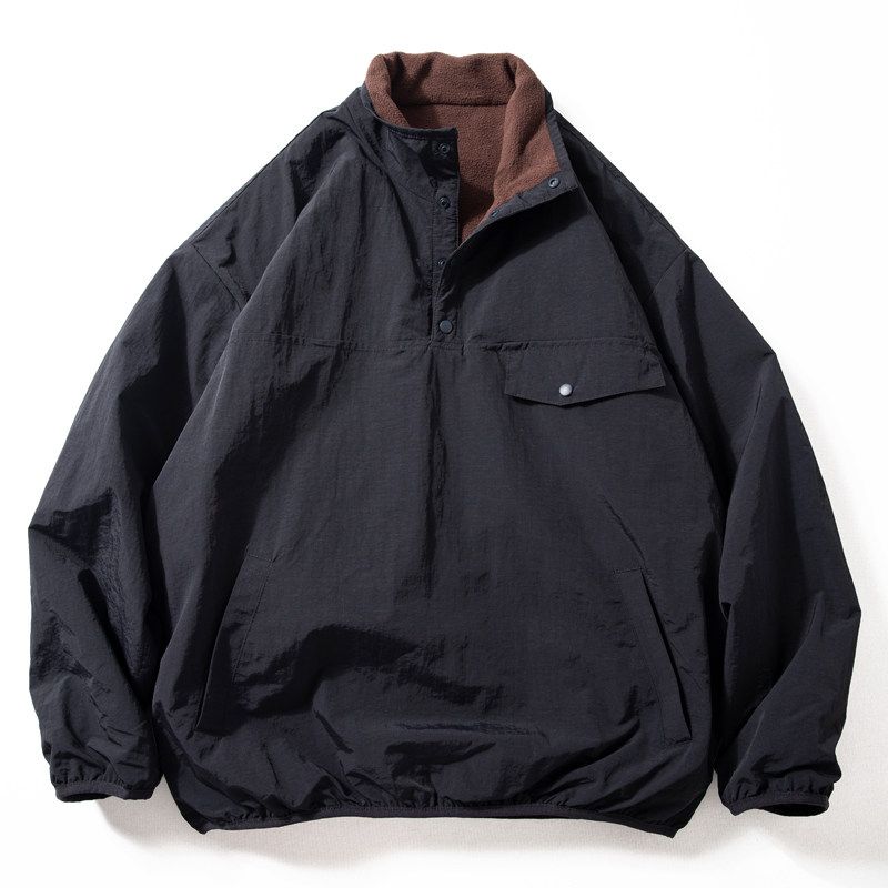 Double-Sided Wear Fall and Winter Fleece-lined Half Loose Zip Outwear