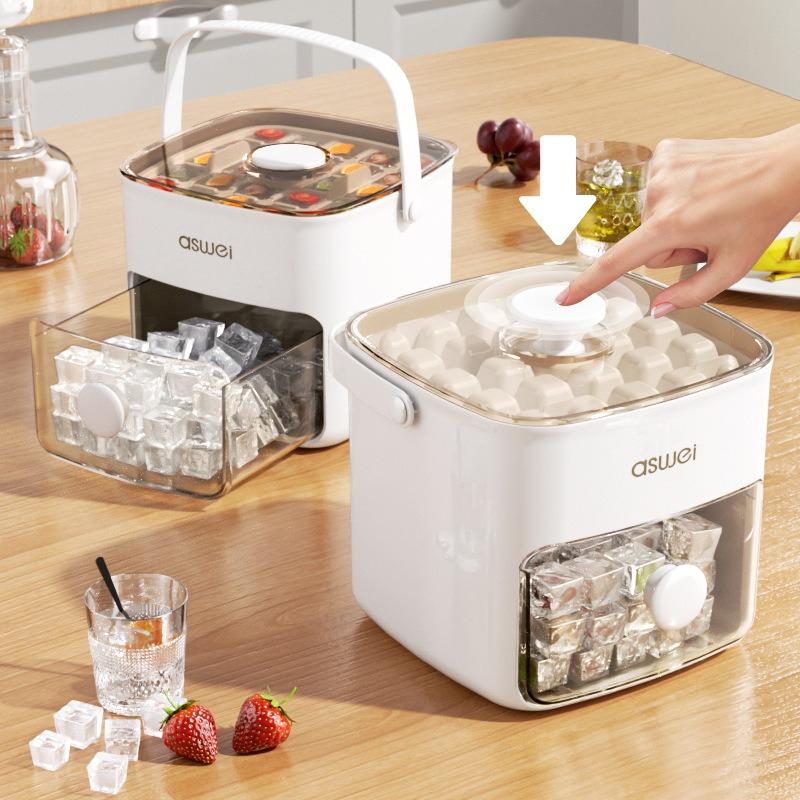 Macchina per Ghiaccio Extra-Large da 48 Cubetti con Vassoio a Doppio Strato Food-Grade a Scorrimento Facilitato per Frigorifero Perfetta per Whiskey e Cocktail