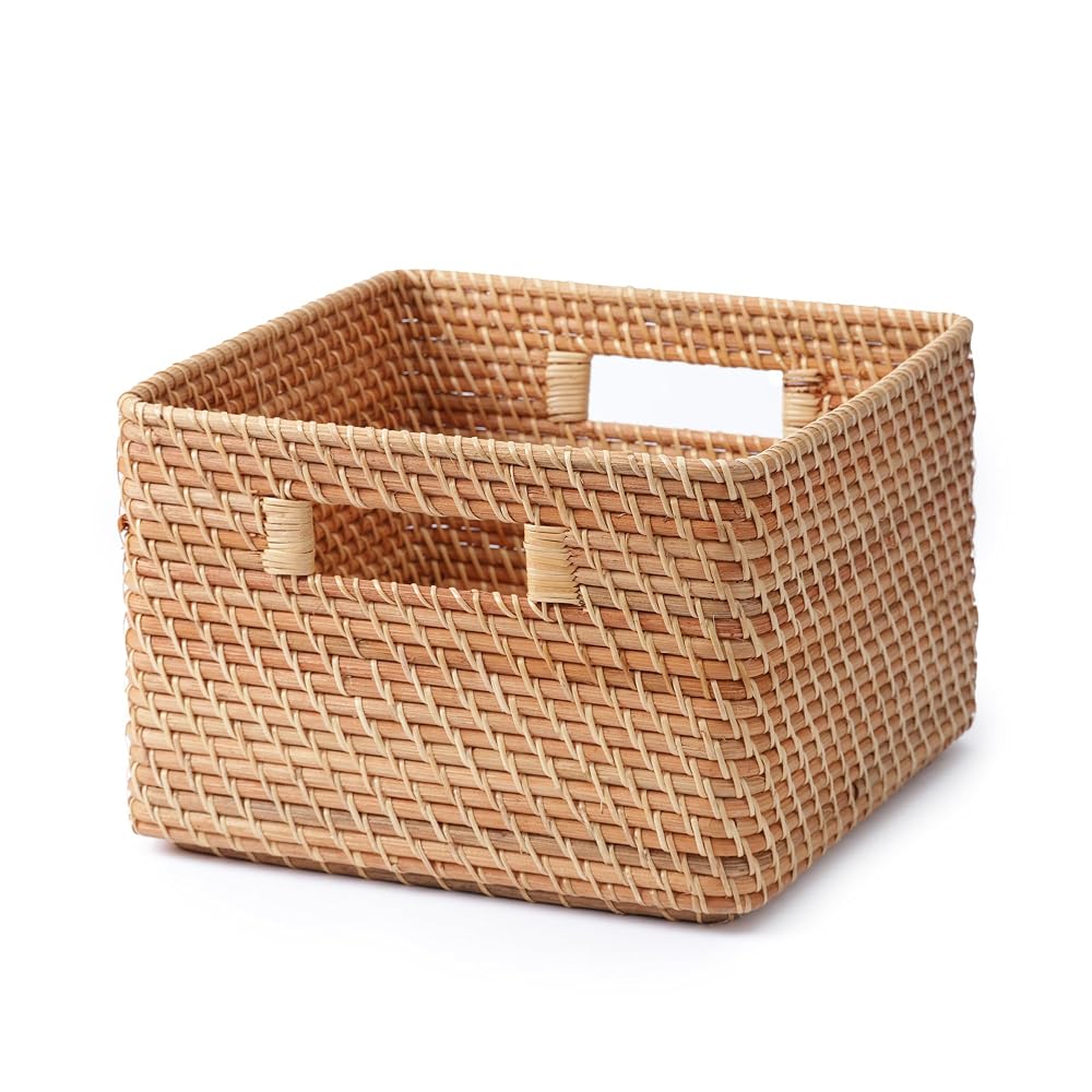 MUJI Stapelbarer rechteckiger Korb aus Rattan - Groß V Ca.. B35 x T36 x H24cm 18021826 Korb