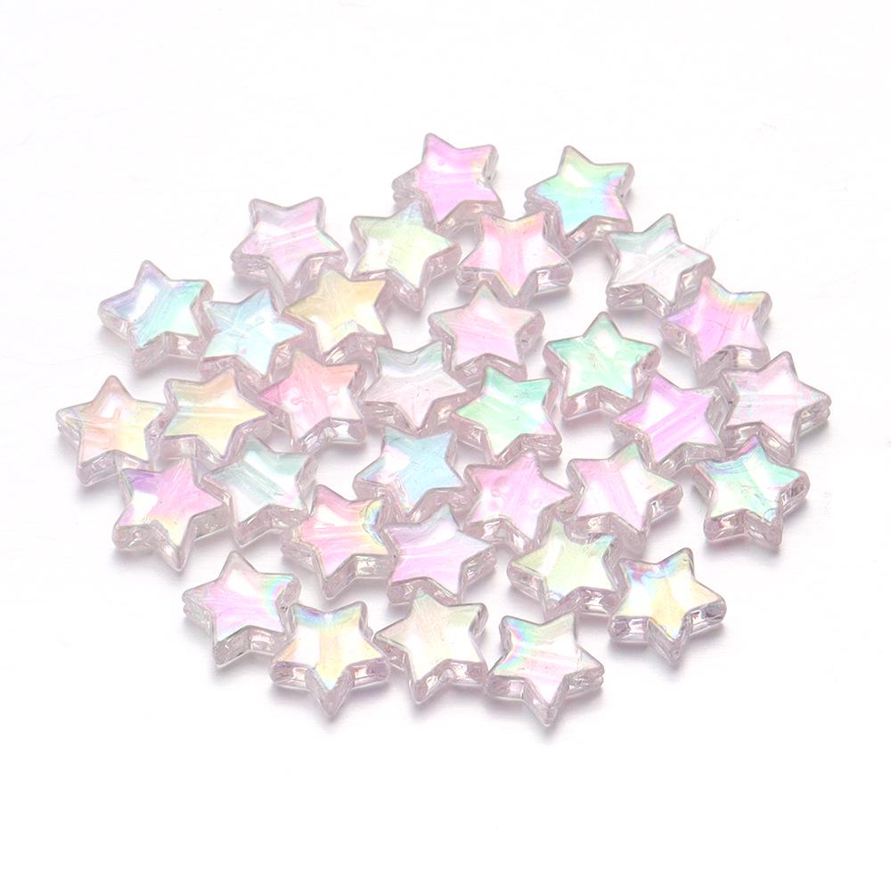 100-Piece Pack: Transparent Acrylic Plated Star Beads for DIY Jewelry Making