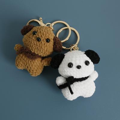 Süßer gestrickter Hundeanhänger Mini handgestrickter Hunde-Schlüsselanhänger Gestrickter Tier-Schlüsselanhänger Geschenk für Freunde