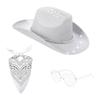 Westernhut-Set für Erwachsene mit glitzerndem goldenem Hut, Bandana und Sonnenbrille