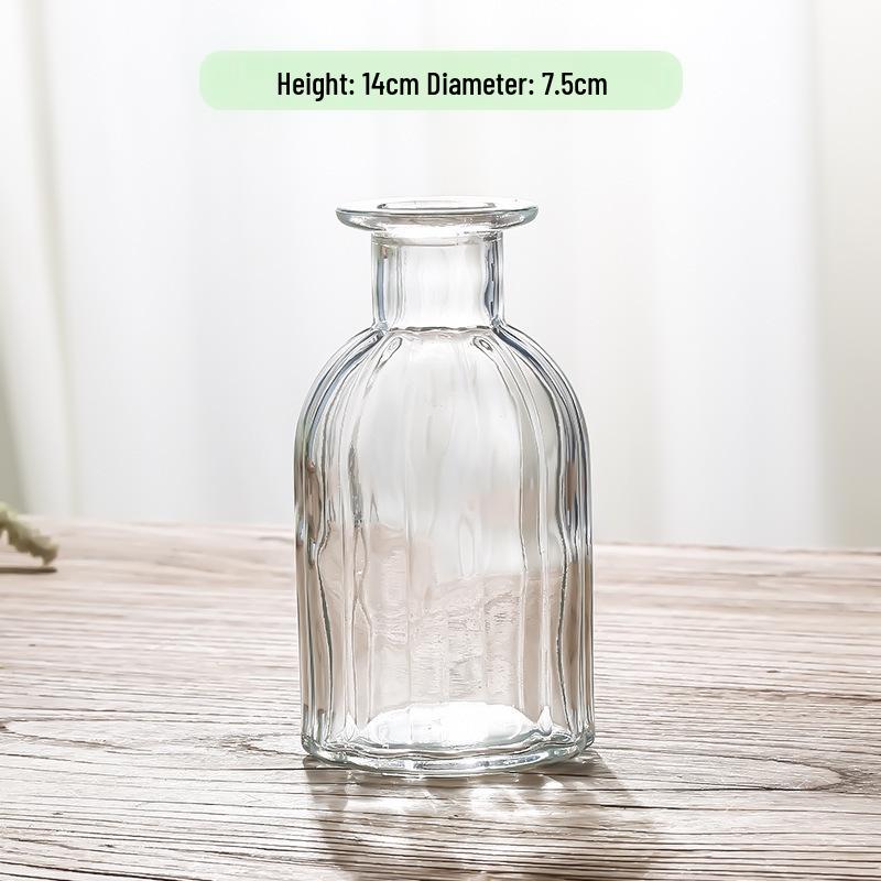 Retro Embossed Transparent Glass Vase: French-Inspired Luxury Home Decor for Living Room