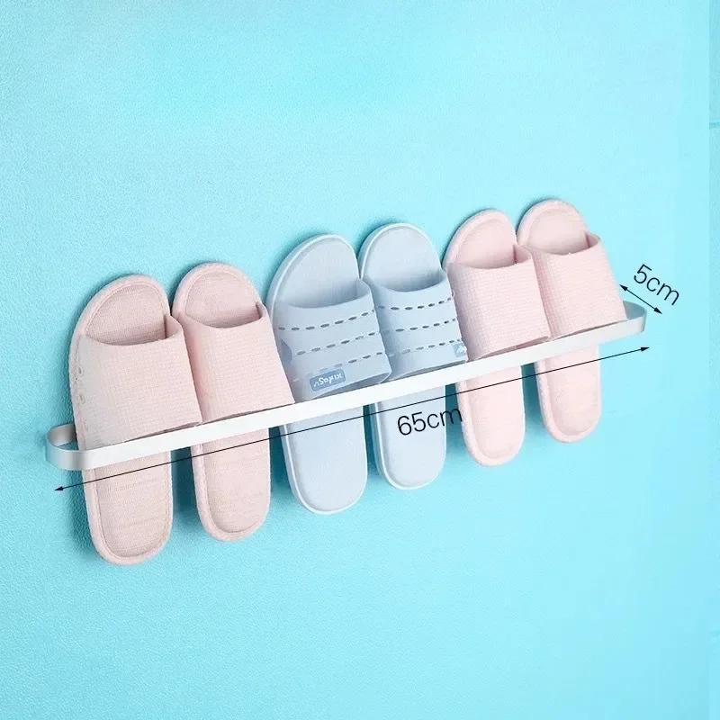 1pc High-class Aluminum Slipper Rack Wall Mount Bathroom Bedroom Shoe Hanging Holder Toilet Wall Door Towel Storage Shelf