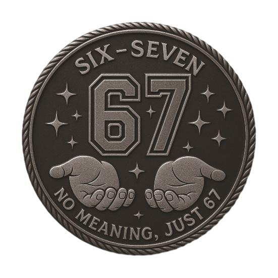 

6-7 Монета-мем Смішна Шість Сім Колекційна монета Двосторонній Челендж-монета з дизайном зірки та руки Без сенсу Просто 67 Новинка монета для дорослих підлітків 1pc