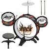 Drum Set for Children +3 Years with Stool, Drums, Bass Drum, Cymbal and Drumsticks 59.5x31.5x59 Cm Black