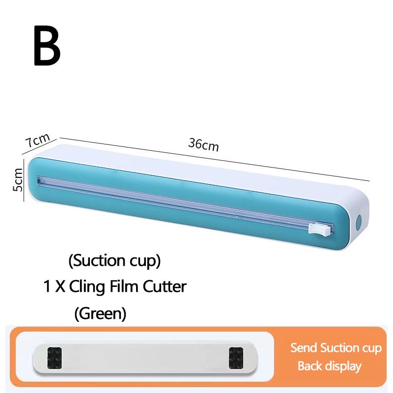 Plastic Wrap Dispenser with Slide Cutter Reusable Food Wrap Cutter Household Cling Film Cutter Refillable Cling Film Dispenser