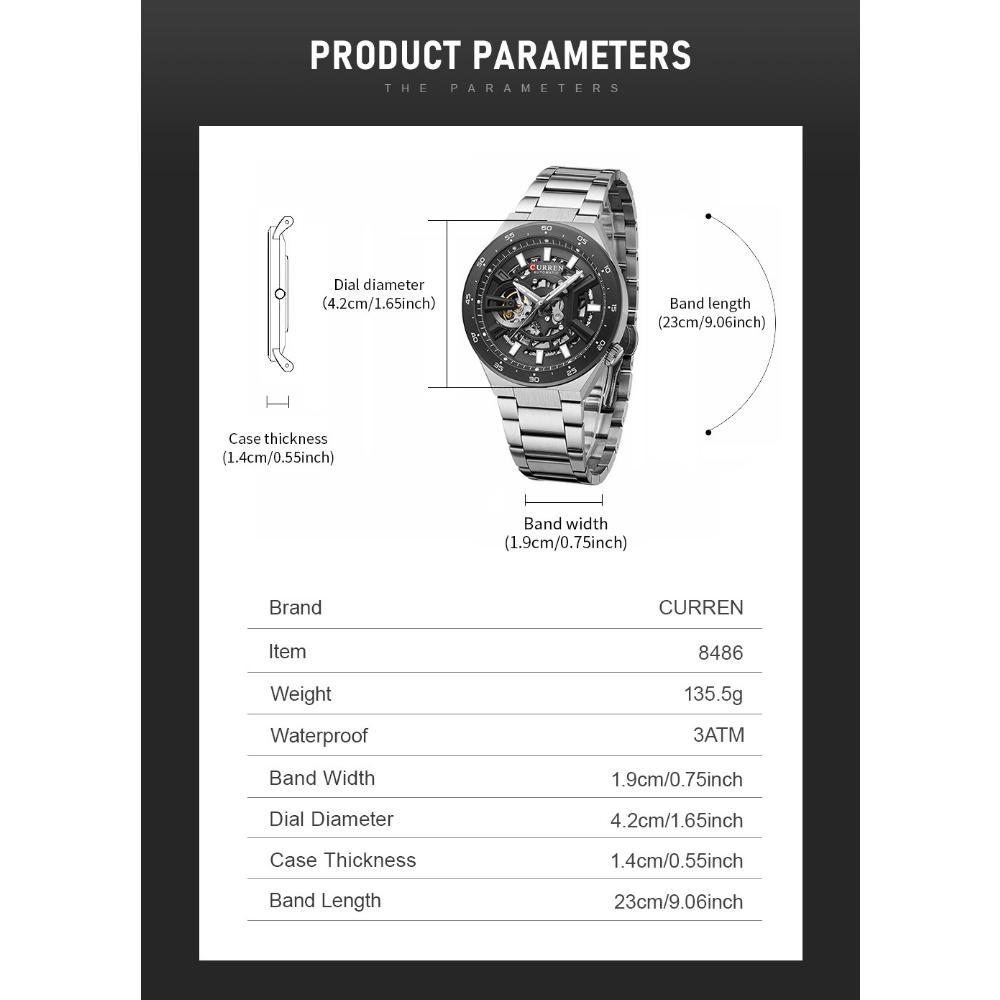 CURREN Casual Fashion Multifunction Mechanical Watch for Men Top Brand Luxury Original Stainless Steel Wrist Watch