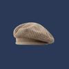 New Korean Hollow Solid Color Knitted Beret Hat For Women Summer Breathable Weave Painter Hats All-Match Trend Flat Cap Artists