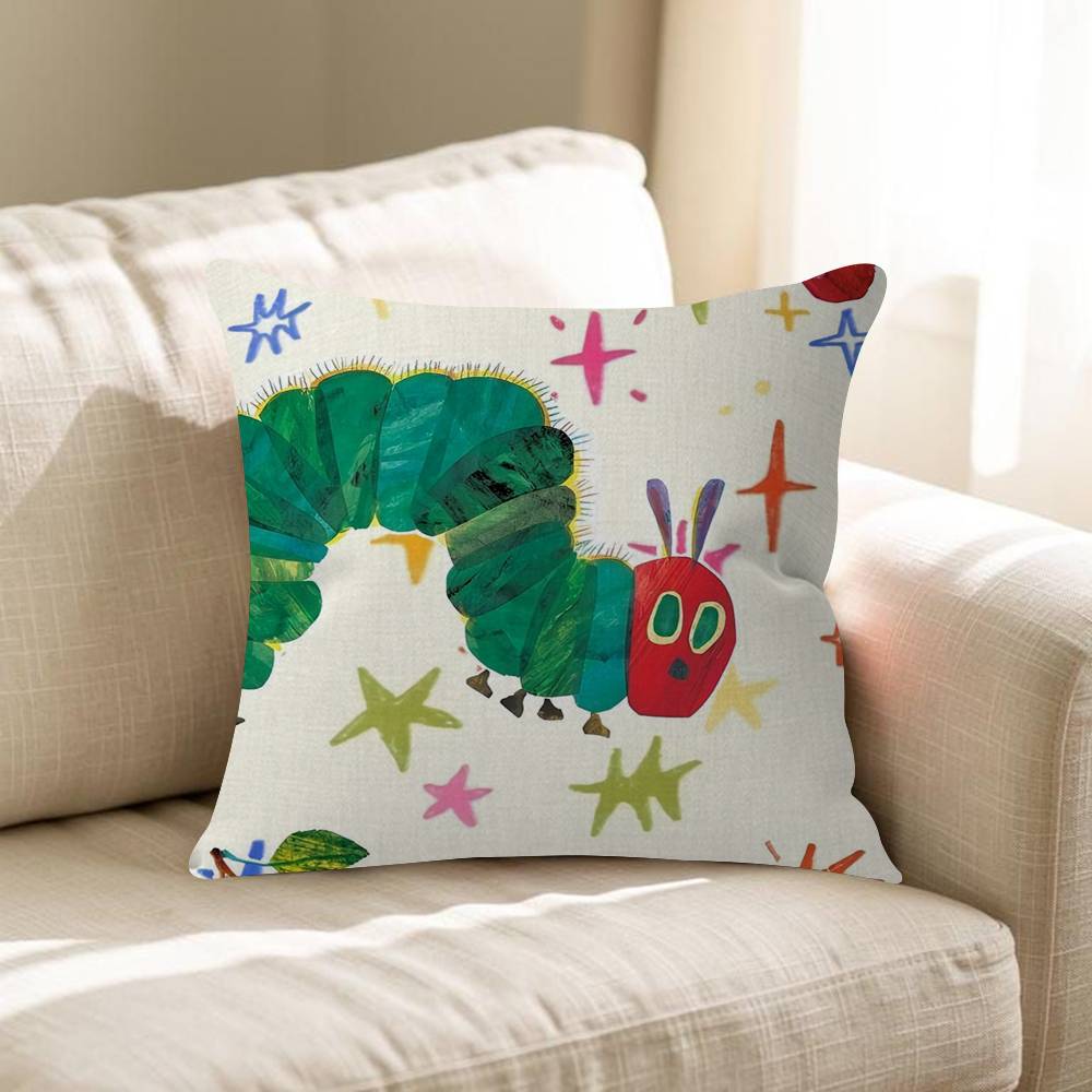 The Very Hungry Caterpillar Cute Pillow Covers Cartoon Sofa Decorative Home Double-Sided Printing Short Plush Cute Cushion Cover