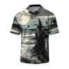 Men’s Casual Quick Dry Mesh Golf Polo Shirt Halloween Printed Short Sleeve Lightweight Breathable Top for Outdoor Sports Activities
