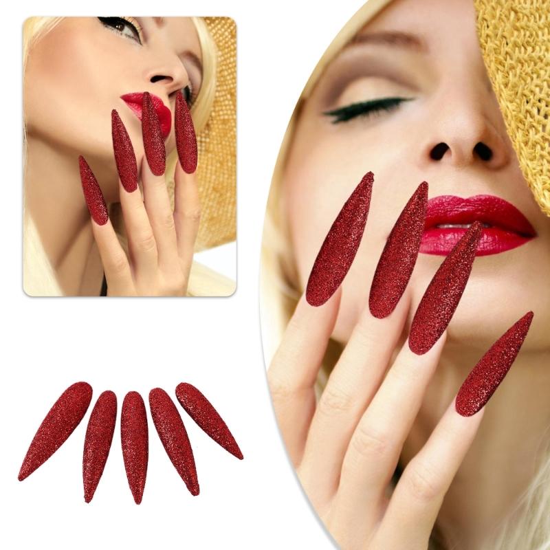 10Pcs Glittering Halloween Fingernails Halloween Claws Nails Tip Halloween Cosplay Accessories For Women Masquerade