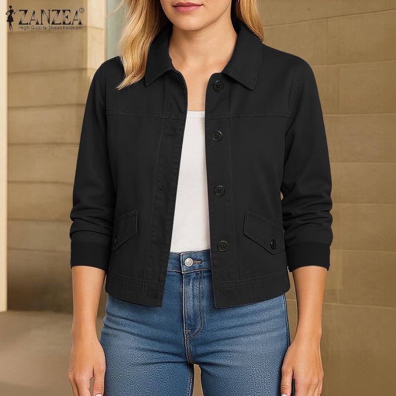 ZANZEA Dámská ležérní halenka s dlouhým rukávem s límečkem