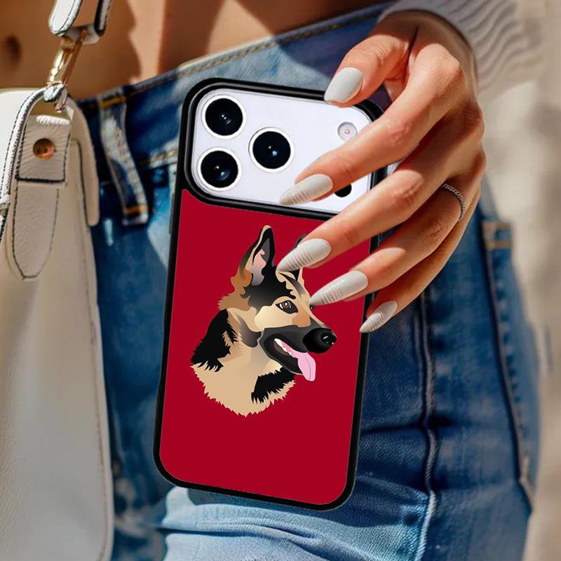 

Cartoon German Shepherd Dog Phone Case For iPhone 17 Air 14 15 13 12 Max Cover For Apple 14 15 16 16e 11 Pro Max Plus Coque iPhone 16e