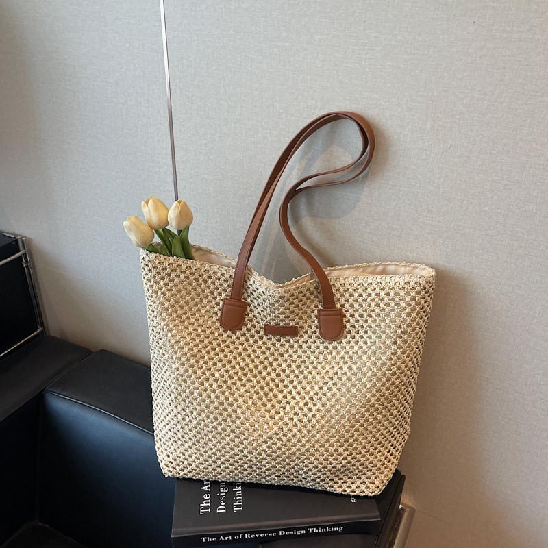 Summer Woven Mesh Shoulder Bag With Multiple Pockets For City Casual Wear