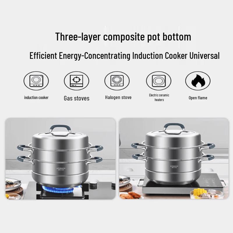 Kangbach 304 Stainless Steel 3-Layer Steamer