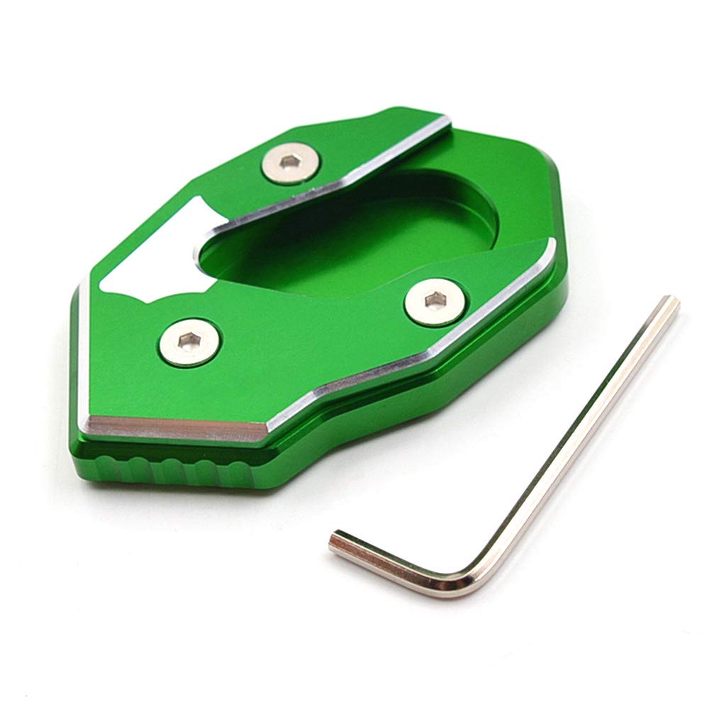 LEDISHUN Kickstand Side Stand Plate Extension Aluminum Compatible Models Kawasaki Versis 1000 2012-2022 Versis 300 X300 X250 2017-2022 (Green)