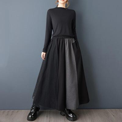 Übergröße Schwarz Baumwolle Spitze Vintage Patchwork Hohe Taille Lässig Locker Frühling Herbst Weites Bein Hose Damen Hose