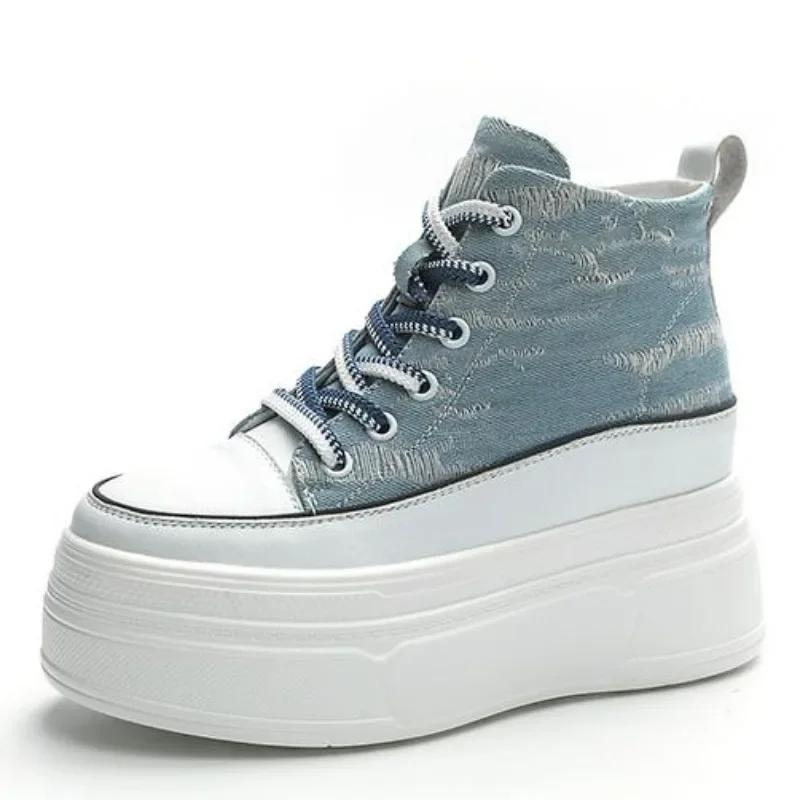 

Мода 2025 Новые женские ботильоны Модные ковбойские рыцарские ботинки Панк Готические Классические Джинсовые парусиновые туфли Короткие готические туфли на платформе 39 синий