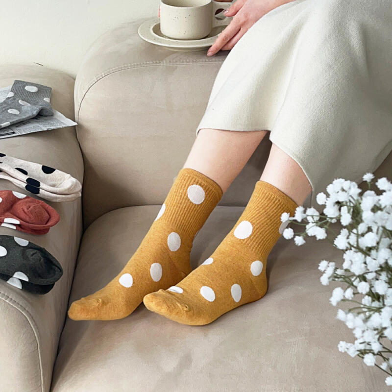 [Set of 10] Women's Polka Dot Banded Mid-Calf Socks