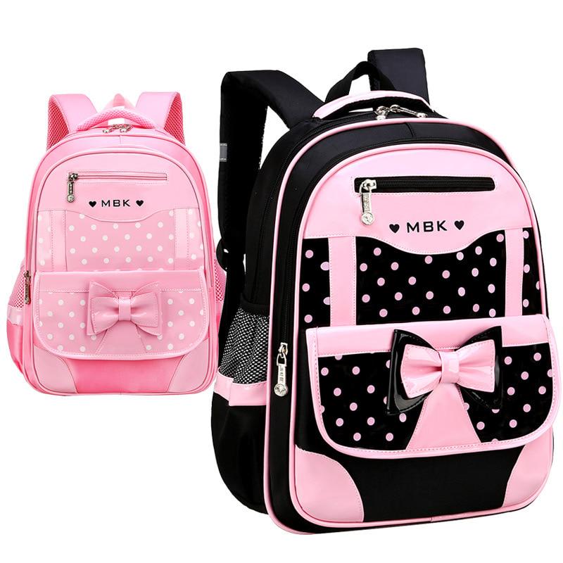 Set di borse da scuola per bambini di 6-12 anni per ragazza Zaino da scuola con fiocco carino e punto alla moda per iniziare la scuola Il regalo per la ragazza