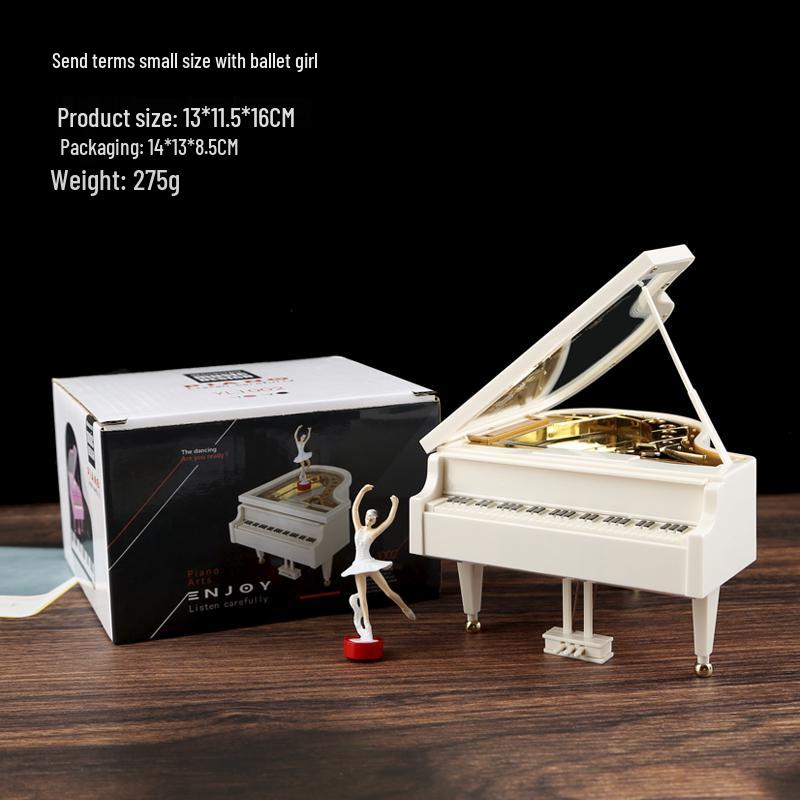 White Ballet Dancing Girl Grand Piano Music Box - Cute Birthday Ornament