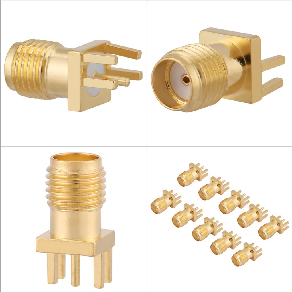 SMA Socket, 10pcs SMA Female Connector Brass SMA Female Base Socket PCB Mount 50 Ohm RF Connectors, SMA Optic Connectors