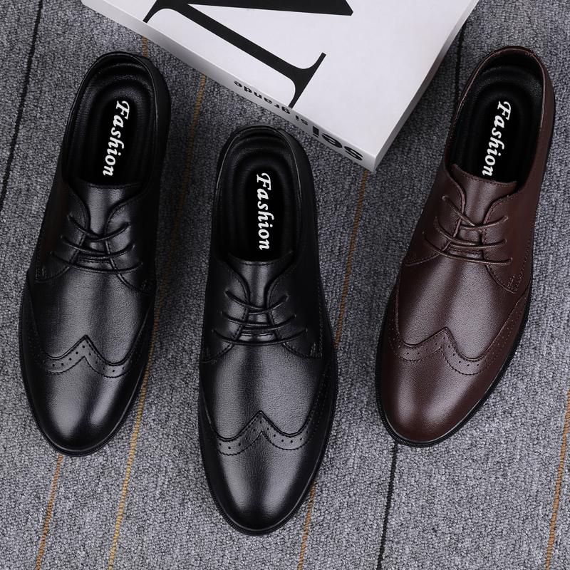Genuine Leather Business Shoes Men'S Formal Gentleman'S Suit Shoes Luxury Oxfords High Quality Brogue Casual Italian Man Shoes