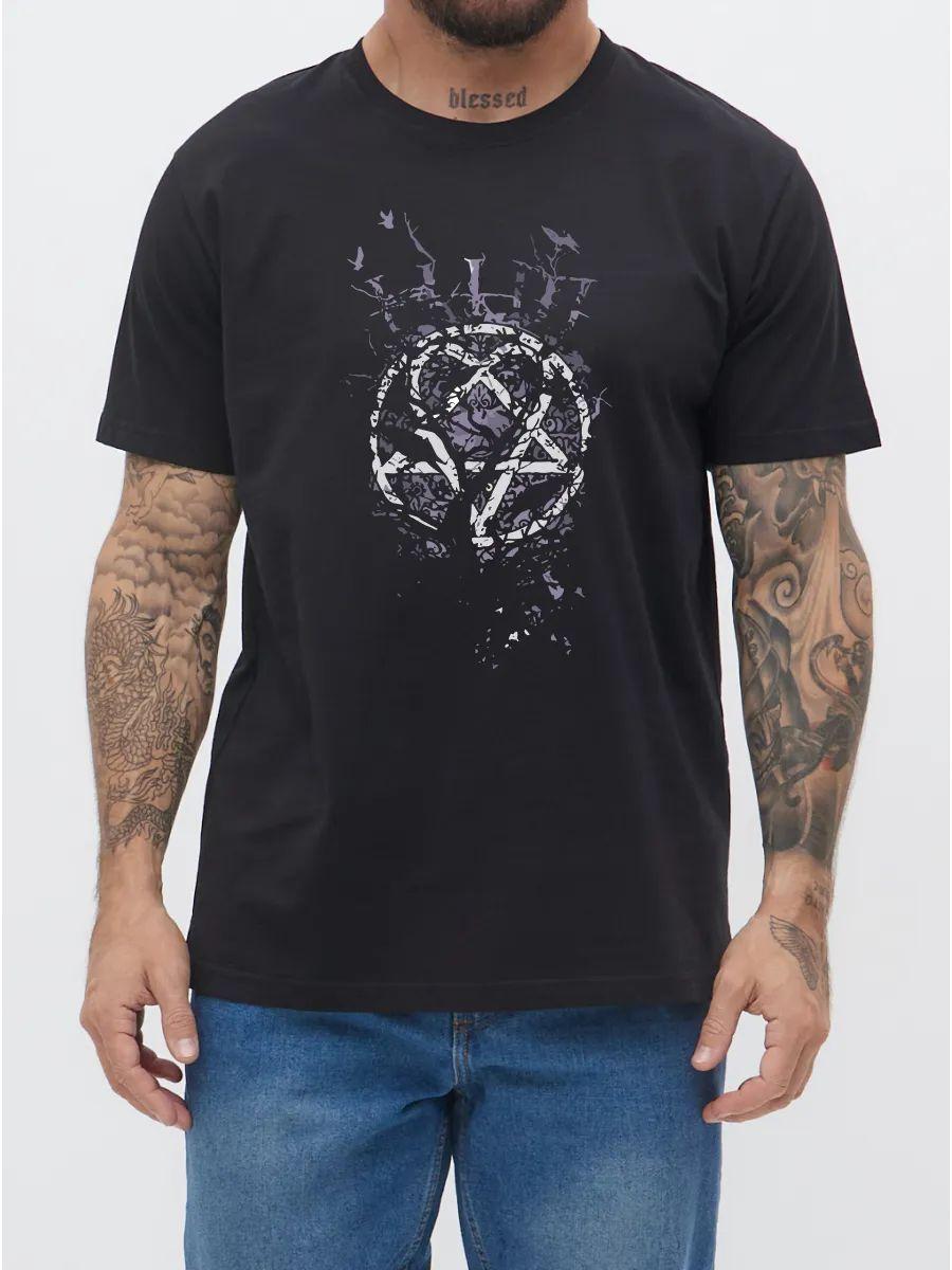 Черная рок-футболка HIM XL