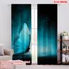 Flat Printing Scene Curtains Turquoise Butterfly Galaxy Digital Printed Polyester Drapes Party Decorations Use Po Curtain Set Of 2 Made Washable