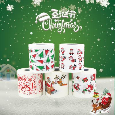2Pcs Christmas Printed Tissue Disposable Printed Toilet Tissues Toilet Roll Paper Christmas Ornaments For Party New Year Gifts