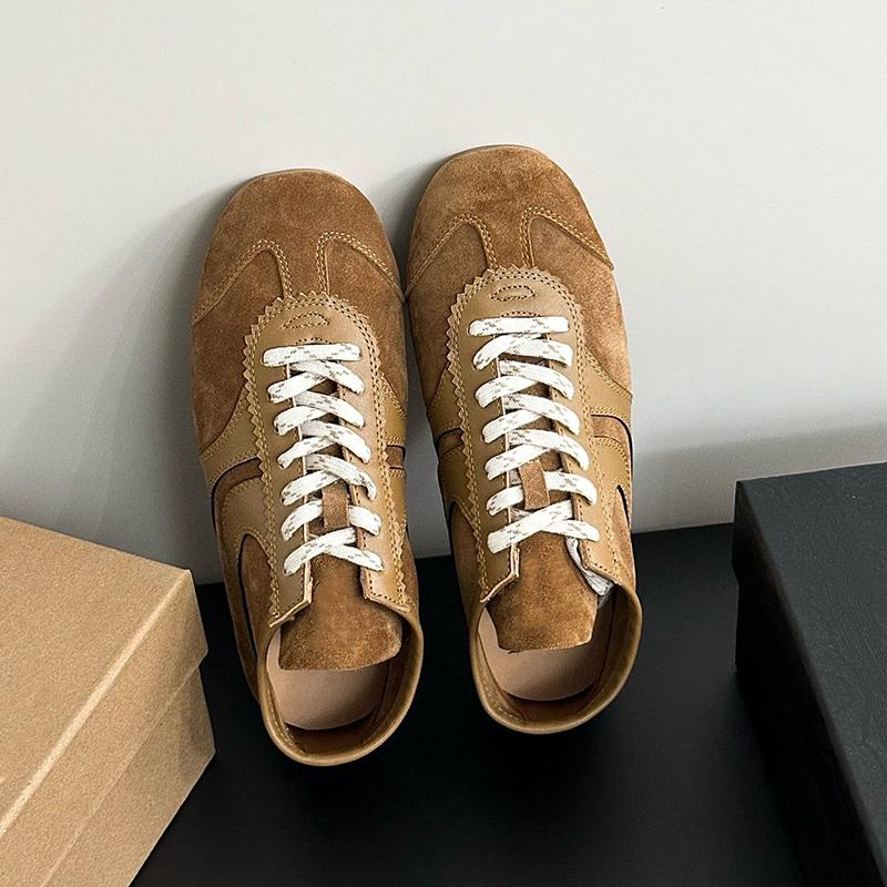 Germany genuine leather sneakers 2025 new womens shoes mens shoes comfortable casual deerskin plate shoes laceup flats designer