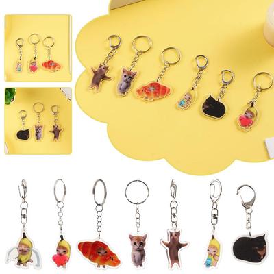Banana Cat Keychain for Students Funny Pendant Lanyard Decorations Cat Charm Phone Chain Anti-lost Strap Decors