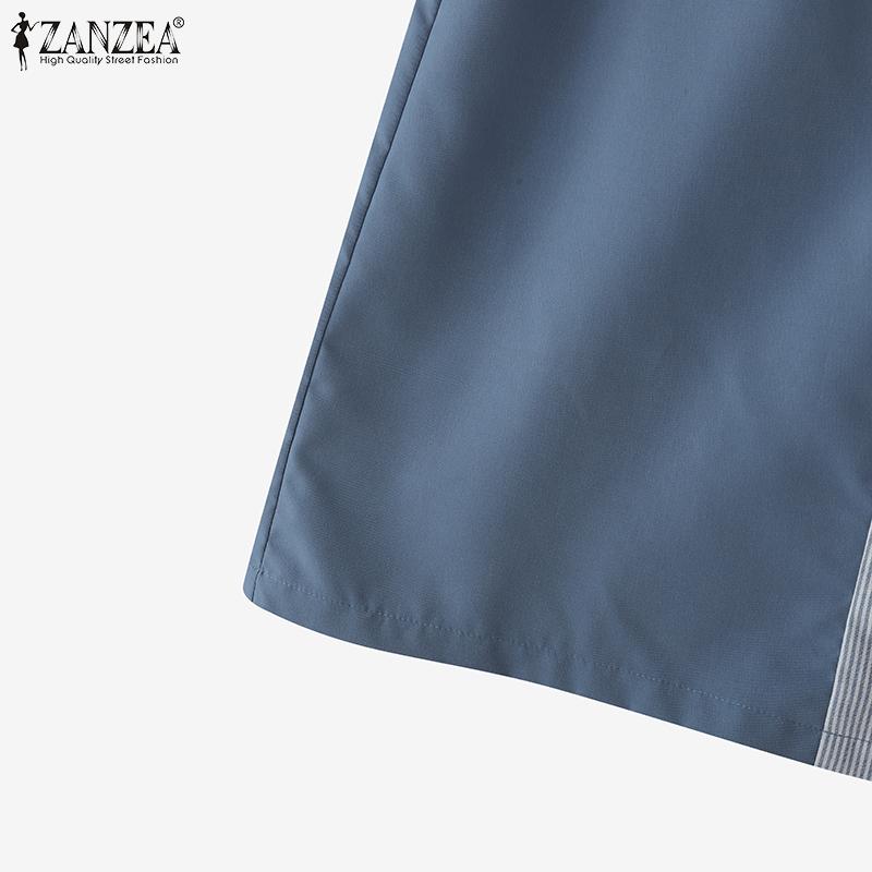 ZANZEA Womens Casual Stripe Patchwork Midi Skirts