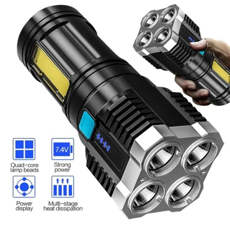 Powerful Flashlight with charging,Super Bright USB Rechargeable 4 LED Handheld Lantern Camping Portable Torch Light For Emergency Power Failure