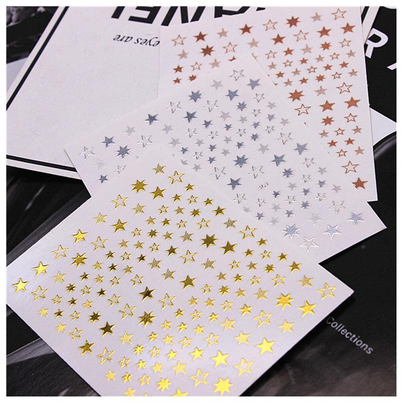 1 Stück schöne Sterne Geometrie 3D Nägel Kunst Aufkleber Gold Ornamente selbstklebende Slider Maniküre Zubehör