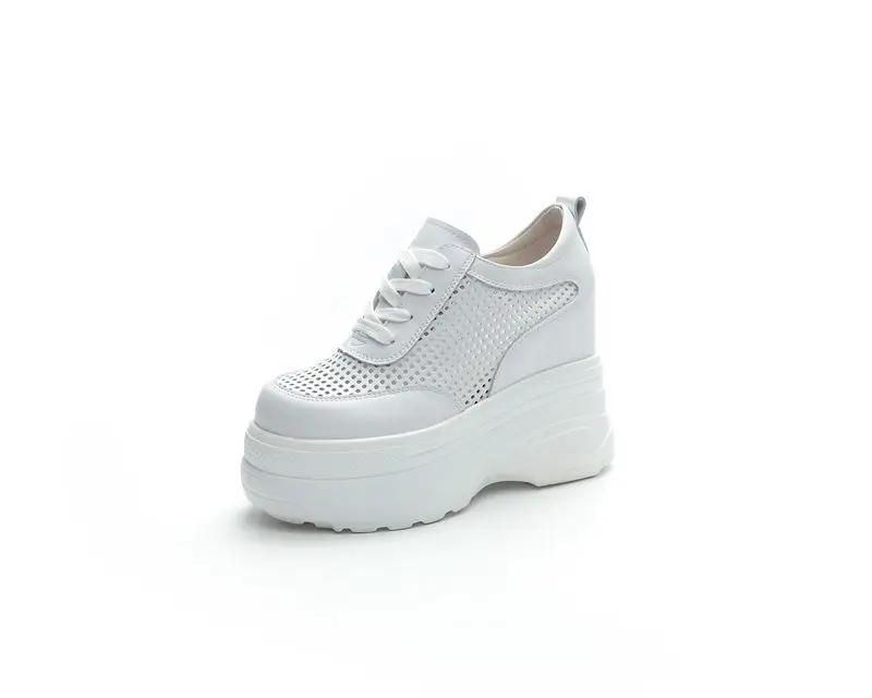 

11 см натуральная кожа женские модные кроссовки на платформе с высоким скрытым каблуком танкетка прогулочная обувь свадебные туфли невесты теннисные туфли 40