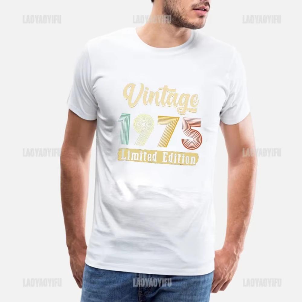 Vintage 1975 Limited Edition Men T Shirts Retro Classic Art Print Tees Short Sleeve O Neck Harajuku Streetwear Birthday Gifts