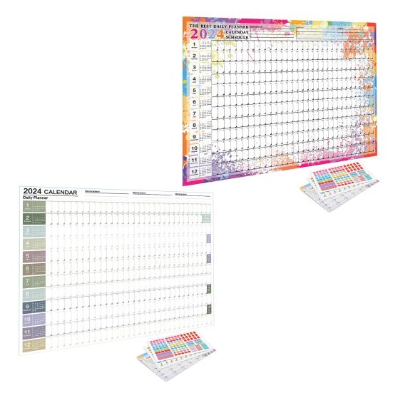 Calendrier Mural Effaçable 2025 - 90x60cm Avec 4 Marqueurs - Planificateur Annuel Coloré Pour Maison/Bureau