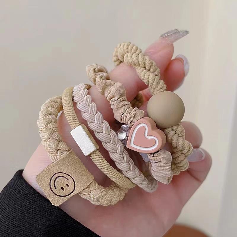 Simple and Stylish Leather and Rubber Hair Accessories for High Ponytails 5pcs