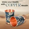 Copper Printed Design 250ML Water Glass with Rust Proof for Home and Office Use Ayurveda and Yoga Health Benefits Glass Set of 6 (Green Gold)