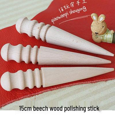 DIY Lederpolierwerkzeug: Grober Kopf, Breite Rille, Runder Holzstab, 150mm
