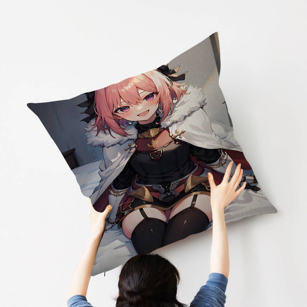 A-Astolfo Pink Cute Anime Girl Maple Design Cushion Cover Happy Autumn Harvest decor Holiday Decorati Pillow Cover