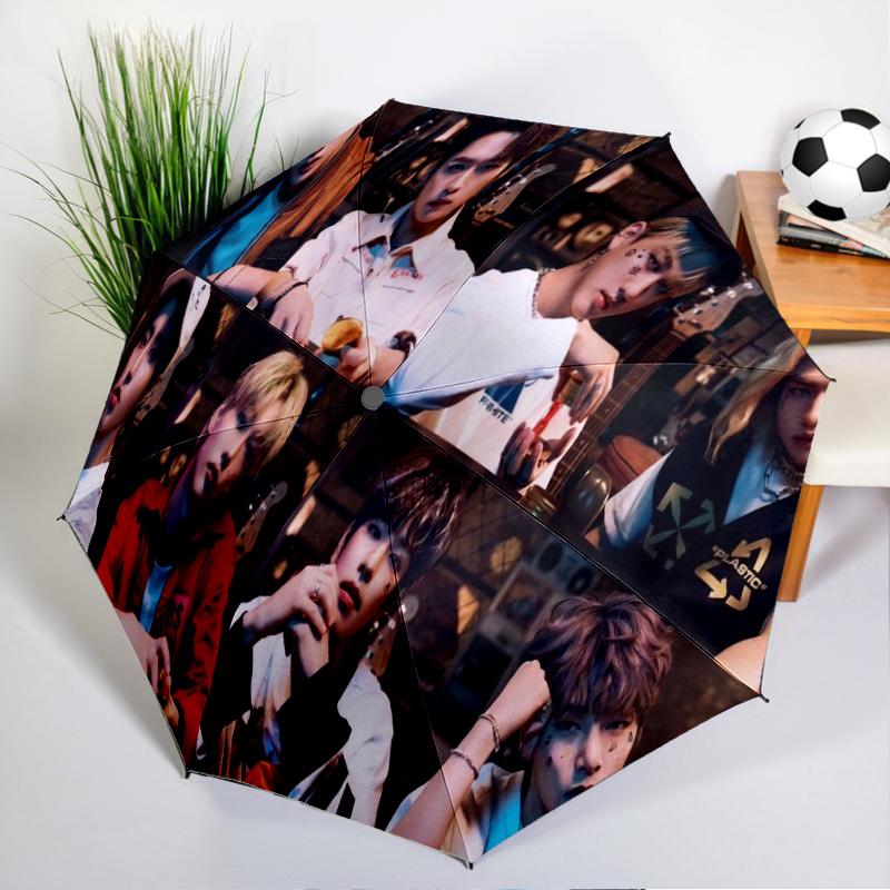 K-pop Group Stray Umbrella Folding umbrella, automatic umbrella 8-Frame for Travel, camping Use Gift for Halloween Christmas