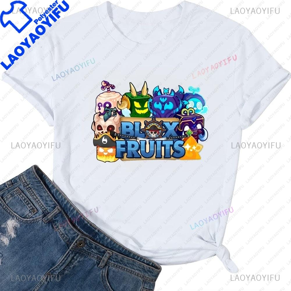 Game Blox Fruits Summer Trend Y2K Harajuku ShortSleeved Unisexs and Unisexs Universal Shirt Pattern Large TShirt